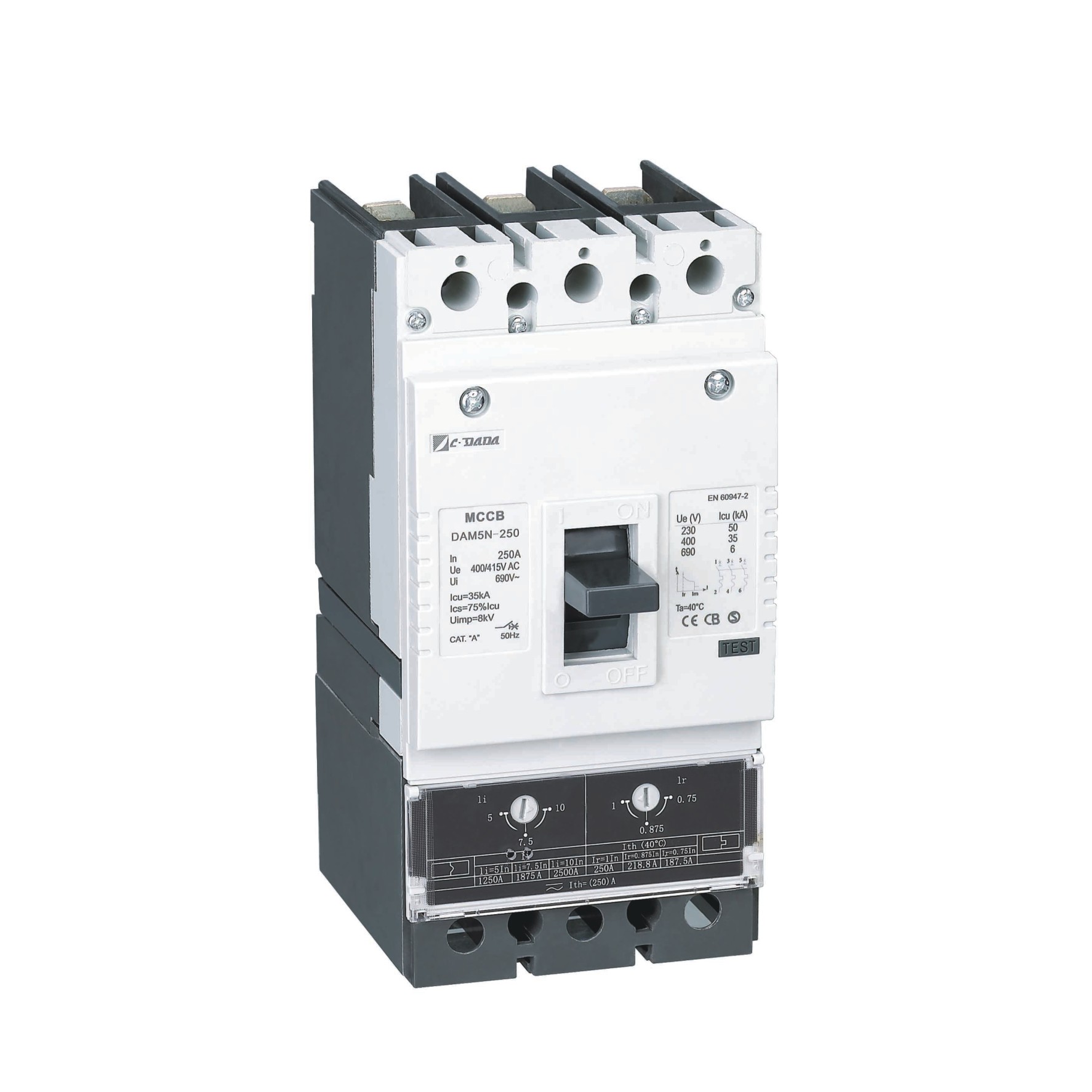 DAM1 series thermal and magnetic adjustable type Moulded case circuit breaker(MCCB)