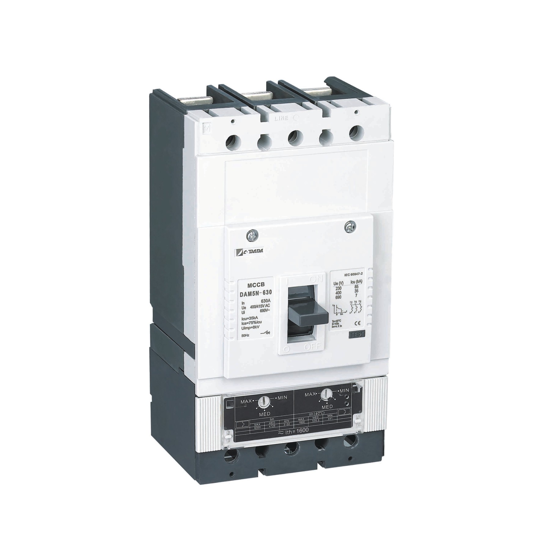 DAM1 series thermal and magnetic adjustable type Moulded case circuit breaker(MCCB)