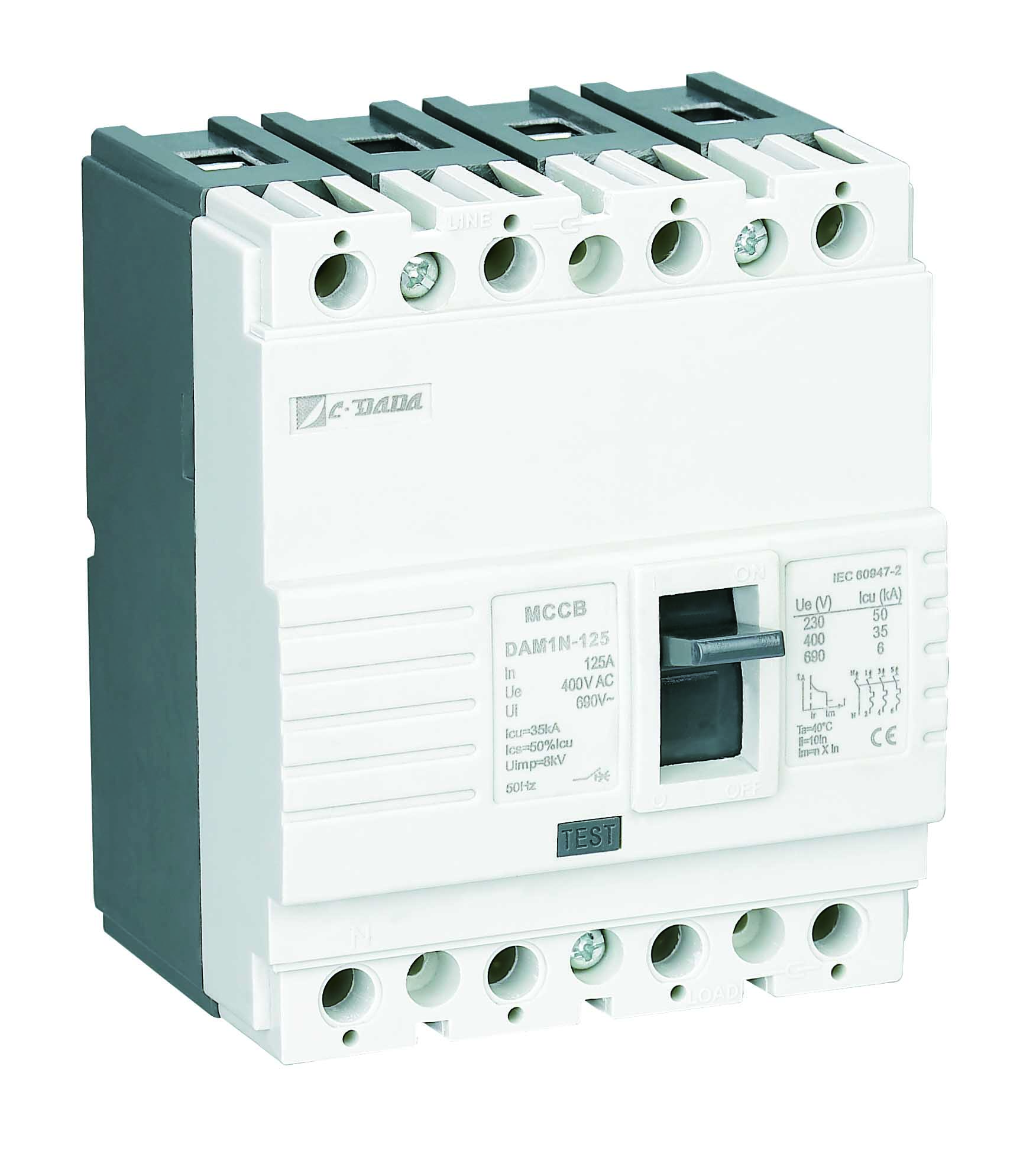 DAM1-125 series thermal overload operation Moulded case circuit breaker(Fixed type)